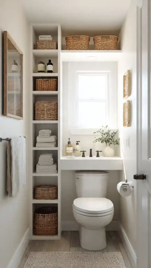 Vertical Storage Small Bathroom
