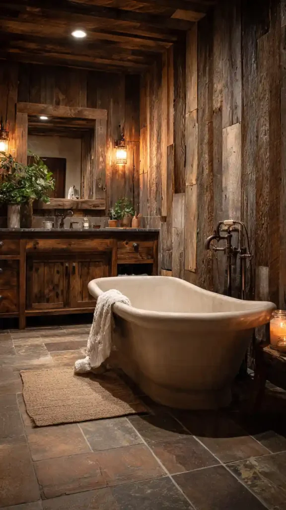 Warm Rustic Farmhouse Bathroom Retreat