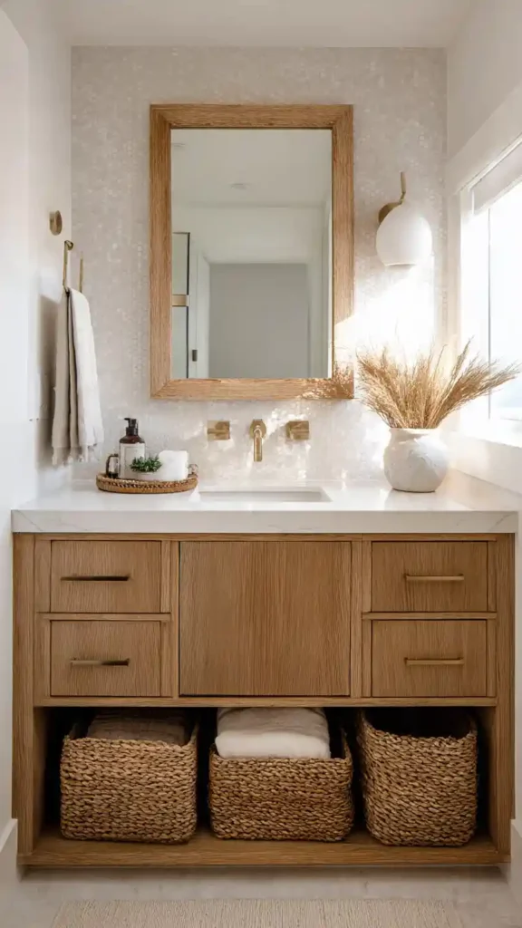 Wood Frame Bathroom Mirror